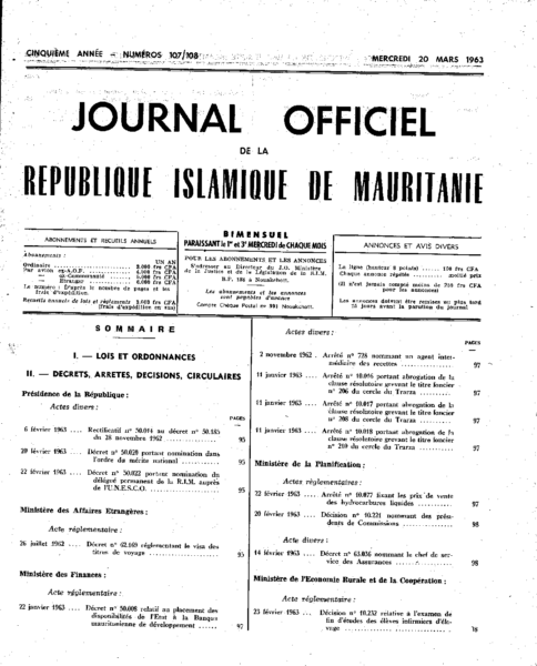 Journal-Officiel-107-108, récépissé FBBRIM