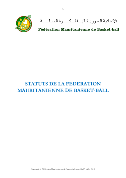 Statuts de FBBRIM amendés le 15 juillet 2018 (Français)